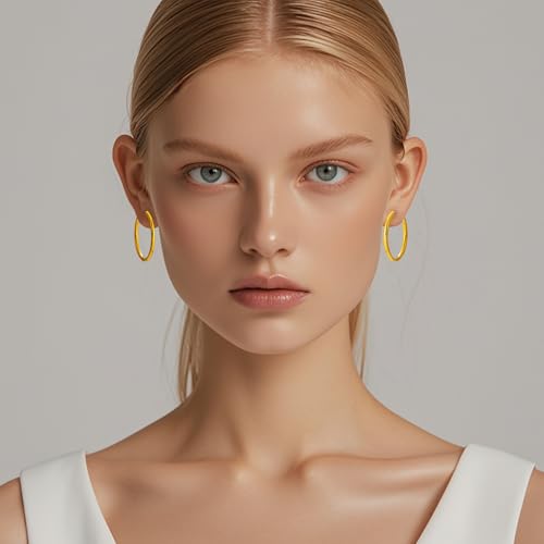 Stainless Steel Hoop Earrings for Women Gold Tone Geometric, Huggie Heart Twisted Minimalist Engraved Designs for Daily Wear - color: Gold-Heart02_25mm*25mm