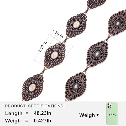 Montana West Rustic Couture's Large Western Concho Metal Belts for Women Cowgirl - color: Bright White