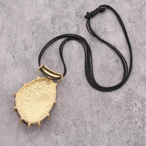 Leather Necklace for Women Large Pendant Hippie Choker Necklace Vintage Sweater Necklace Chunky Boho Necklaces for Women - style: Leather Vintage Necklace