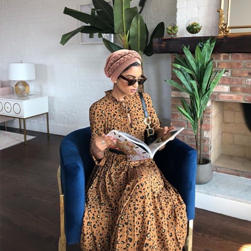 African Women Turban Caps Pre-Tied Twisted Turbans Head Scarf for Women Hair Wraps Cover Beanie Cancer Chemo Headwear - color: 2 Pack Double Twisted Braid: Fresh Pink, Black