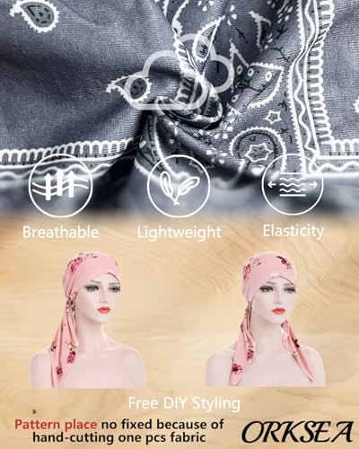 Chemo Headwear for Women Pre-Tied Head Scarf Headwraps Soft Turbans Cancer Hats Chemo Beanie Coverings Scarves - color: Grey Nuts