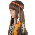 WLBON Halloween Boho Feather Headband Hippie Indian Leaf Hair Hoops Bands Tassel Bohemian Headpiece Hairband Women Xmas Wedding Festival Masquerade Cosplay Dress Up Birthday Party Accessories Orange - color: Purple Tone