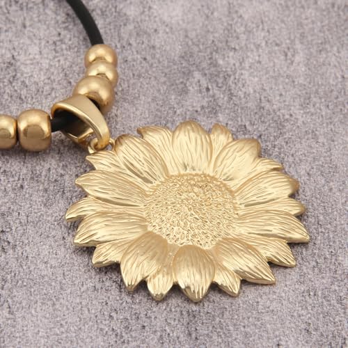 JAOYU Bohemian Necklaces for Women Leather Necklace Wood Pendant Choker Long Brown Necklace Chunky Circle Boho Hippie Jewelry - style: Bohemian Chokers Women