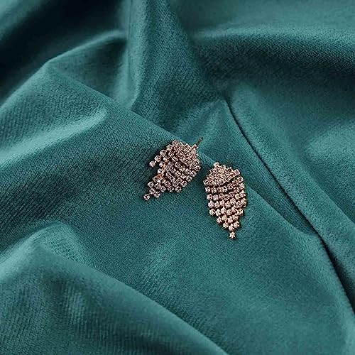 Boho Crystal Tassel Drop Earrings Rhinestone Chandeliers Earrings Cz Paved tassel Earrings tiny rhinestone dangle Earrings wedding Jewelry for Women and Girls