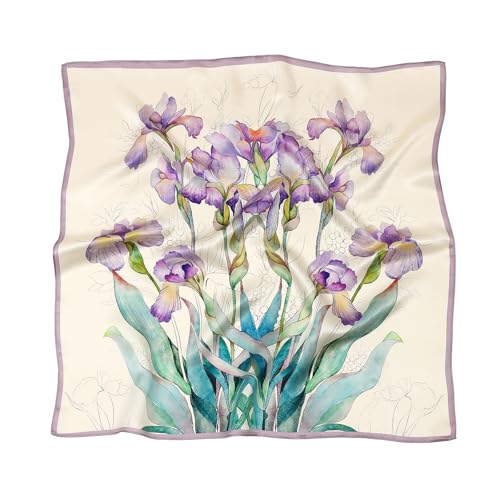STARWHISPER 100% Pure Mulberry Silk Square Scarf-27''x27 Lightweight Hair Scarves Headscarf Night Sleeping with Gift Packed - color: Purple Serenity