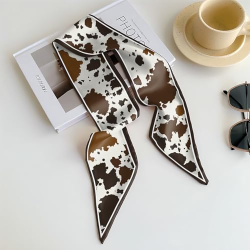 Head Hair Scarf Neck Silk Feeling Scarves Long Thin Satin Fashion Handbag Cute Decoration Women Girls 59 * 6.7'' - color: O-1-cowhide
