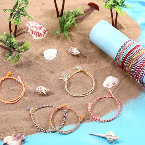 Hicarer 30 Pieces Adjustable Woven Anklets Bracelets Bohemian Braided Rope Bracelets Waterproof Wax Coated Anklets for Women - color: Fresh Color