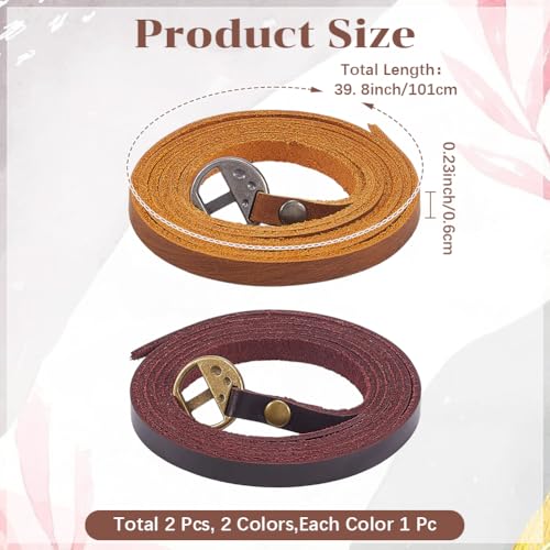 2 Colors Genuine Leather Wrap Bracelets Adjustable Vintage Cowhide Leather Boho Layered Arm Armor Cuff Brown Western Stackable Straps Wristband Cuff with Alloy Toggle Clasp for Men Women - color: Brown, Dark Brown