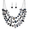3 Layered Chunky Statement Necklace for Women Beaded Strand Necklaces with Earring Fashion Costumes Collar Necklace Jewelry Sets Gifts for Women - color: 50-Black