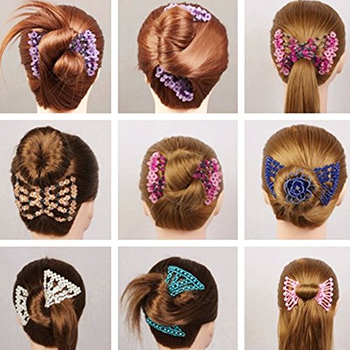 3Pcs Easy Combs Women Girls DIY Hair Styling Accessories Magic Double Slide Stretchy Flower Combs Hair Clip Hairpins