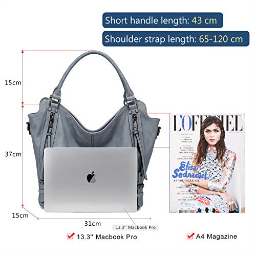 Tote Bag for Women PU Leather Shoulder Bags Fashion Hobo Bags Large Purse and Handbags with Adjustable Shoulder Strap - color: Light Blue