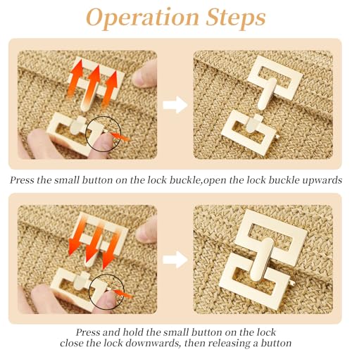 Small Straw Purse for Women Summer Clutch Purses Beach Woven Envelope Bag Raffia Shoulder,Straw Crossbody Bag boho - color: Buckle Beige