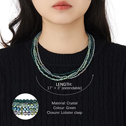 Noessla Beaded Statement Necklaces for Women Layered Chunky Bead Necklace Fashion Costume Jewelry Gifts for Mom - color: 029-Green