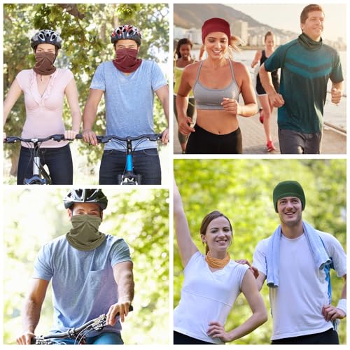 Geyoga 6 Pieces Summer UV Protection Cooling Neck Gaiter Face Clothing Neck Gaiter Mask Scarf Sunscreen Breathable Bandana - color: Earth Tones