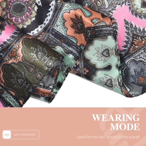 35 Inches Silk Head Scarf-Satin Hair Scarves Silk Bandana Scarf Headscarf for Women's Fashion Scarves - color: Cashews With Buddha-black