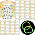 Hoteam 100 Pcs Beaded Friendship Bracelets Bulk Colorful Glow in The Dark Inspired Letter Bracelets Y2k Stretchy Preppy Adjustable Jewelry for Music Lovers Fans Women Party Favor Gifts Sleepover Party