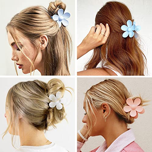 Flower Hair Clips 8PCS Hair Claw Clips For Women Thick Hair Matte Large Claw Clips Hair Jaw Clips Cute Big Dasiy Hair Clips Non Slip Strong Hold For Women Thin Hair, Hair Accessories For Women Girls Gifts 8 Colors - color: Pink, Blue, Light blue, Coffee,