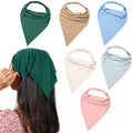 Vercret 6 Pack Hair Scarf Headband for Women Elastic Bandana Head Scarf Large Boho Triangle Kerchief with Clips Non Slip Scarves - color: M Fallen Embers