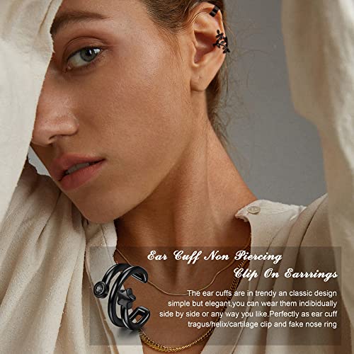 Jstyle Ear Cuff Earrings for Women Cuff Chain Earring Clip On Helix Cartilage Wrap Cuff Earring Non Pierced Adjustable