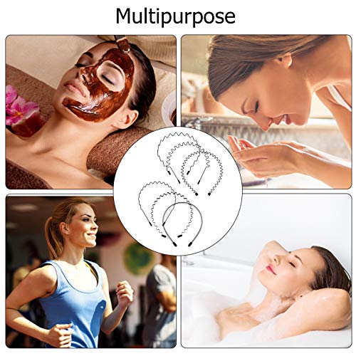 6PCS Metal Hair Bands, Spring Wavy Hoop Unisex Black Headband Slicked Back Non Slip Sports Hairband for Women Men… - color: 6 pcs
