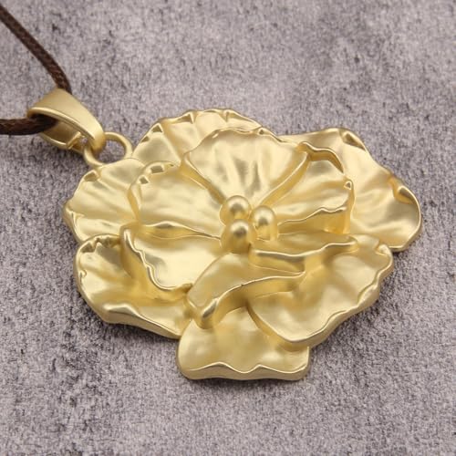 Leather Necklace for Women Vintage Boho Necklaces Black Cord Choker With Pendant Casual Chunky Leather Necklace Trendy - style: Gold Flower Necklaces