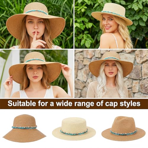 Adjustable Cowboy Hat Band for Women Men, Turquoise Cowboy Beaded Bands, Cowgirl Rope Belt for Panama Fedora - color: Green A