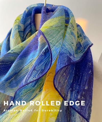 PoeticEHome Cashmere Scarf Wrap 36"x36" - Featherlight & Wrinkle-Free Artistic Square Shawl for Travel & Office, Gift Ready - color: Starry Night - 36"