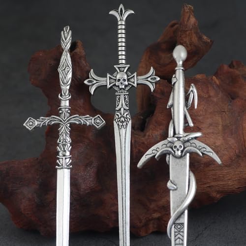 3Pcs Sword Hair Pins - Renaissance Medieval Gothic Hair Sticks for Women, Vintage Metal Hair Chopsticks for Bun Updo, Renaissance Accessories Medieval Accessories - color: design-2