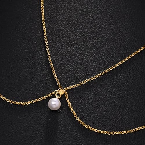 Back Chain Body Chain Jewelry for Summer Outfits Rhinestone Pendant Back Necklace for Backless Dresses - color: B1:Gold Back Chain