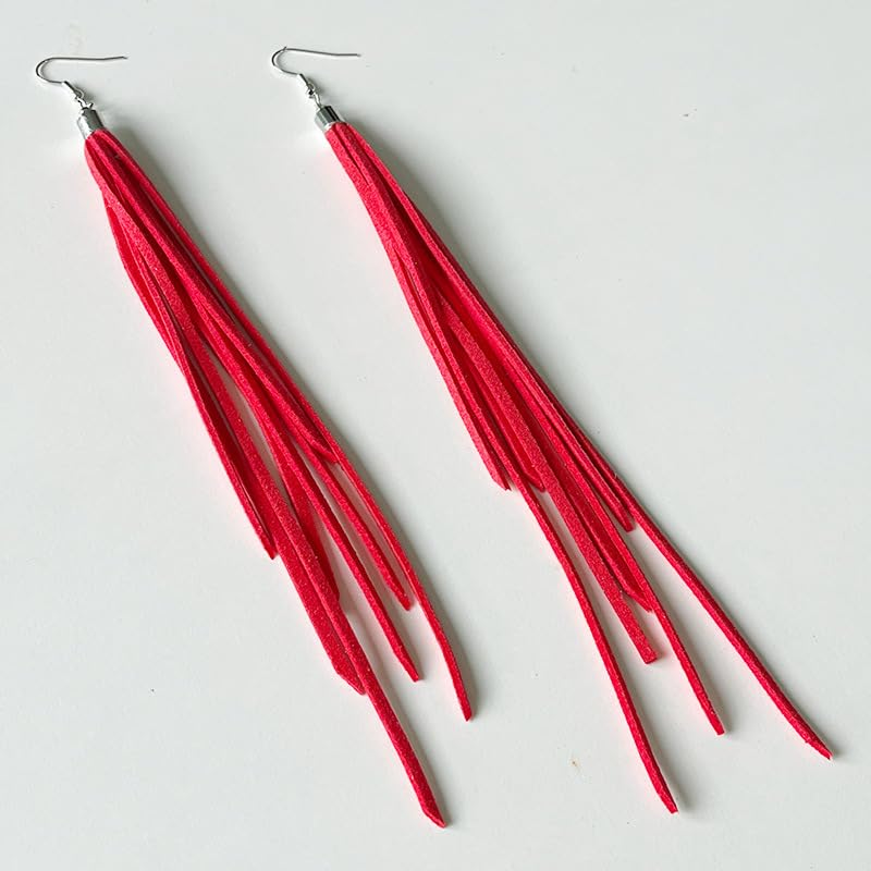 Boho Tassel Fringe Earrings for Women Western Fringe Leather Drop Dangle Earrings Ethnic Dangling Long Tassel Earrings Elegant Thread Feather Jewelry Gifts - style: style 3