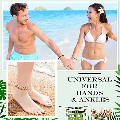 Yinkin 18 Pcs Boho Surfer Ankle Bracelets for Women Men Adjustable Handmade Braided Friendship Bracelet Waterproof String Rope Beaded Anklets Summer Beach Jewelry Gift - style: Elegant Style