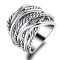 Mytys Wide Band Rings Twisted Rope Ring Two-Tone Mixed Metal Braided Statement Rings Fashion Jewelry for Women - color: Silver