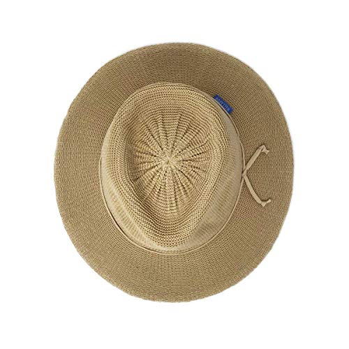Wallaroo Hat Company Women's Victoria Fedora – UPF 50+ UV Protection, Wide Brim, Packable & Adjustable Sun Hat - color: Tan, size: Medium