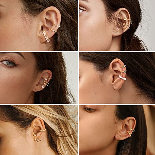 Dochais Ear Cuff Helix Cartilage Clip on Earrings Ear Cartilage Clip on Wrap Earrings Ear Cuffs for Women Men Non Piercing Ear Piercing Fake Earrings Set(Gold/Silver) - style: A-52 Pcs(Gold/Silver)