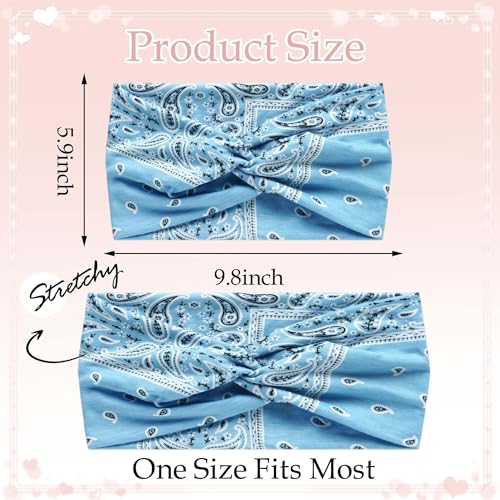 Boho Bandana Headband For Women Wide Headbands Paisley Criss Cross Turban Head Wraps Non Slip Hair Scarf Head Bands Cute Hairband Fashion Hair Accessories For Girls Teens 4 Pack - color: Style 134
