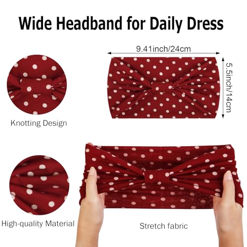 Huachi 4 Packs Polka Dot Headbands for Women Wide Stylish Head Wraps Thick Hairbands Large African Sport Yoga Turban Headband Hair Accessories - color: Polka Dot