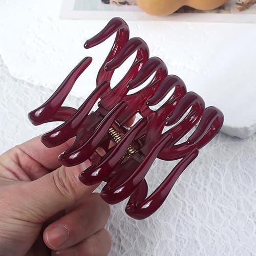 Red Large Hair Clips For Girls Vintage Hair Claw Clips For Thick Hair Claws 3.54 IN Hair Clip Plastics Clips For Hair Barrettes Non Slip Hair Claw Clip Hairclips Girl Hair Accessories For Women