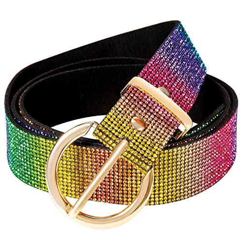 Dubulle Womens Belt Chain Leather Belts Vintage Western Adjustable Elastic Double Buckle for Cowboy Pant Dress - color: Multicolor