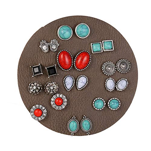 ONLYJUMP 12 Pairs Boho Stud Earrings Set for Women Vintage Bohemian Assorted Stud Earring Handmade Gemstone Oval Round Flower Earrings Turquoise Earrings Trendy Jewelry Gift