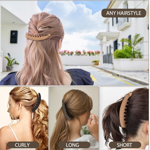 Banana Hair Clips for Women 5.1'' Large Claw Banana Clips for Thick Hair Cute Accessories 3pack - color: black,Dark Brown, coffee
