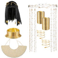 Yunlly 6 Pcs Egyptian Queen Costume Set for Women Black Braided Wig Gold Snake Headpiece Bib Necklace Choker Set Face Veil Arm Cuffs for Halloween