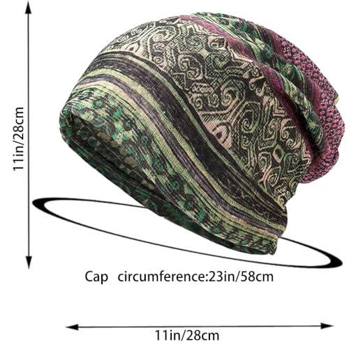 Women's Slouchy Beanie Cap Chemo Headwear Hats Scarf - color: C - Green Blue