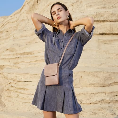 BOSTANTEN Vegan Leather Crossbody Bags for Women Designer Cell Phone Bag Wallet Purses Adjustable Strap - color: A-08-pale Brown