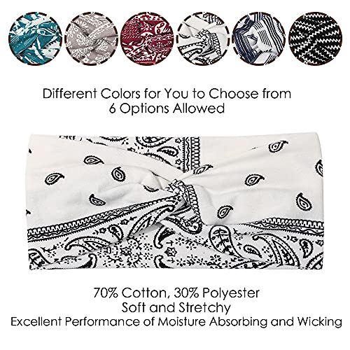 Artilady 6 Pack Wide Boho Headbands for Women - Soft Yoga Elastic Hair Bands for Girls Workout Running Sport Headwrap Non-slip Breathable (Patterned) - color: 6pcs Patterned