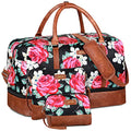IBFUN Weekender Bags for Women, 21" Weekender Travel Bag, Travel Duffle Bag with Shoe Compartment Carry on Overnight Duffel Bag for Weekend Travel Business Trip, 3PCS - color: C1-Flower