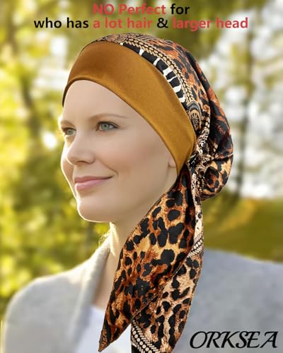 Chemo Headwear for Women Head Scarf Headwraps Silky Soft Turbans for Women Cancer Hats Chemo Beanie Coverings Scarves - color: A Coffee Pattern1