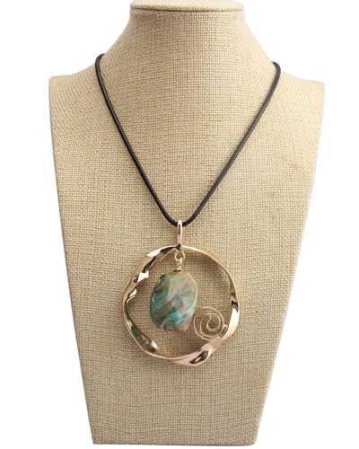 Jeilwiy Leather Necklace for Women Funky Necklace Choker String Cord Necklace with Pendant Boho Style Jewelry - style: Stone Leather Necklace