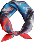 100% Mulberry Silk Neck Scarf 21''x21'' Small Square Hair Scarf for Women Men Lightweight Bandana Envelope Package - color: Floral- Blue Red