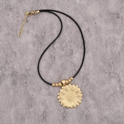 JAOYU Bohemian Necklaces for Women Leather Necklace Wood Pendant Choker Long Brown Necklace Chunky Circle Boho Hippie Jewelry - style: Bohemian Chokers Women