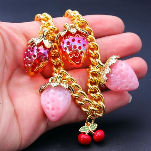 Bag Purse Charms Chain for Handbags Women's Pants Wallet Gold Link Bag Chain Keychain Y2K Accessories - color: Cherry Strawberry